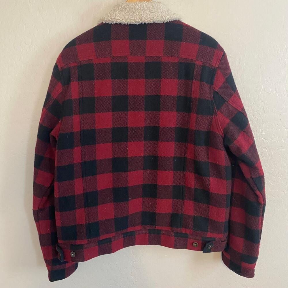 Deus Ex Machina Flannel Sherpa Jacket Coat Mens Size XL Wool Mikey Plaid Trucker - Picture 3 of 8